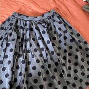 ModCloth Polka Dot Chambray Circle Skirt